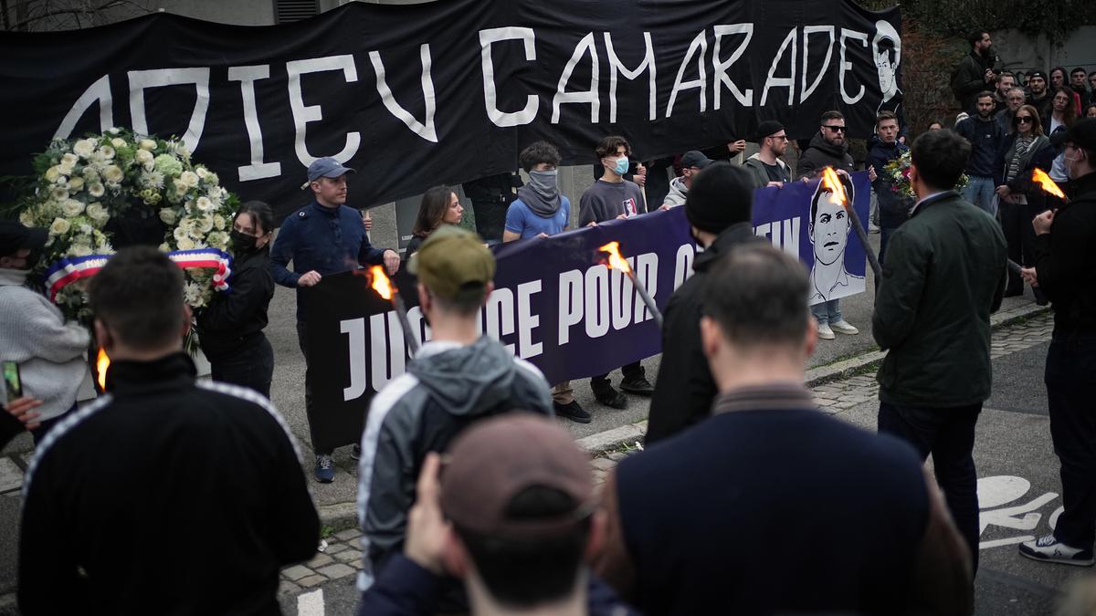 Hundreds march in Lyon to protest far-right activist’s killing as Macron urges calm