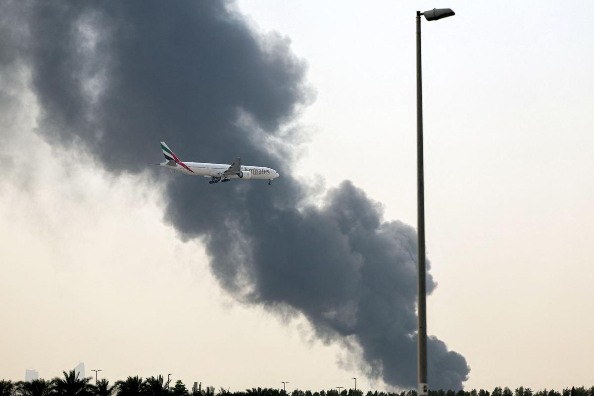 Watch: Smoke billows near Dubai airport after drone attack