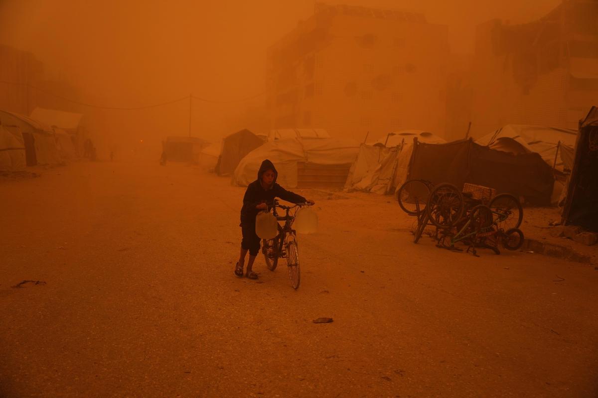 Watch: Sandstorm hits tent camps housing displaced families in Gaza